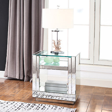 ACME 81472 Nysa End Table, Mirrored & Faux Crystals