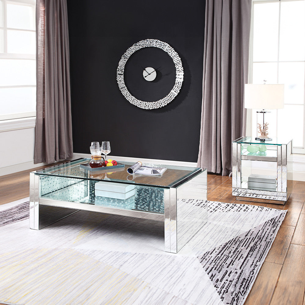 ACME 81472 Nysa End Table, Mirrored & Faux Crystals