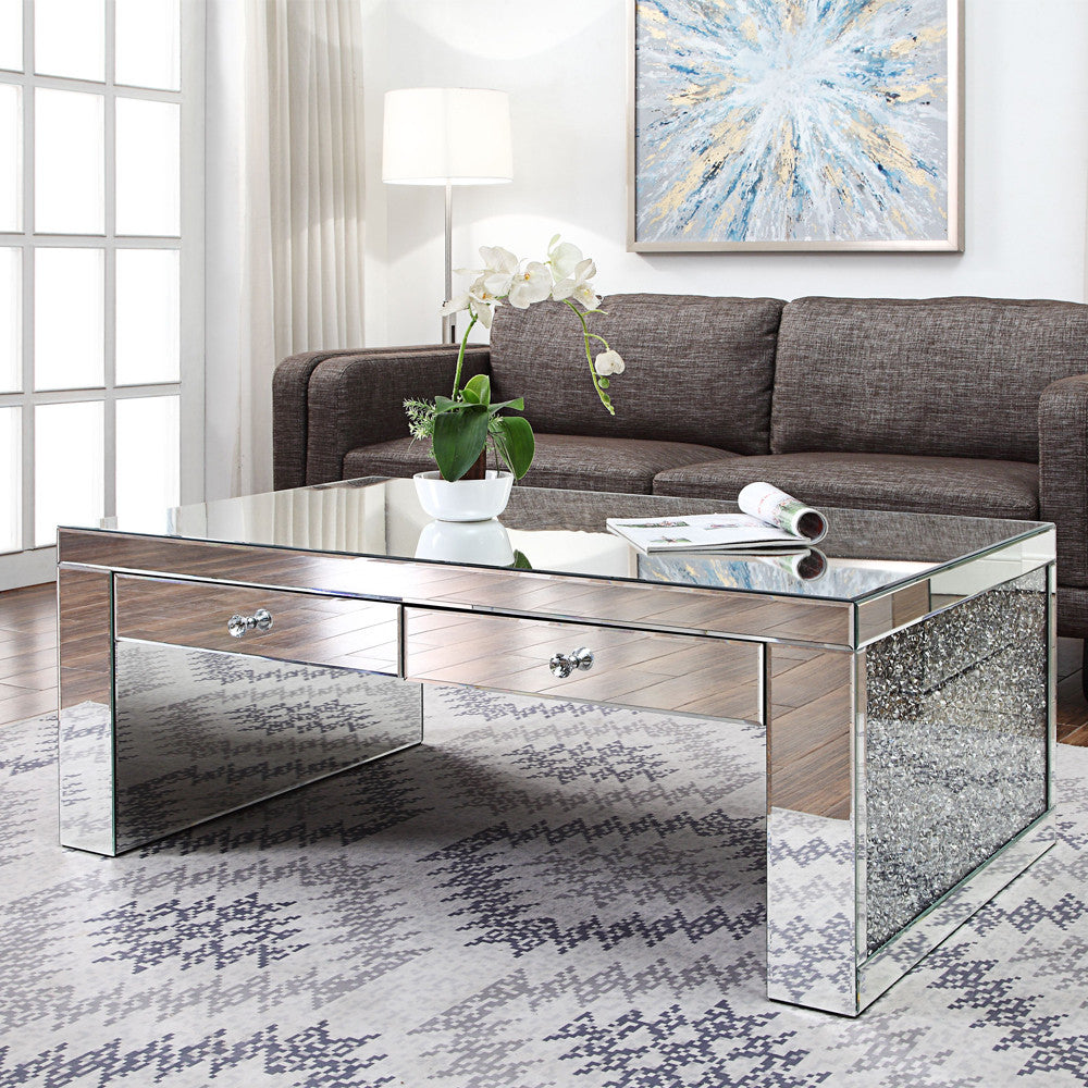 ACME 81475 Noralie Coffee Table, Mirrored & Faux Diamonds