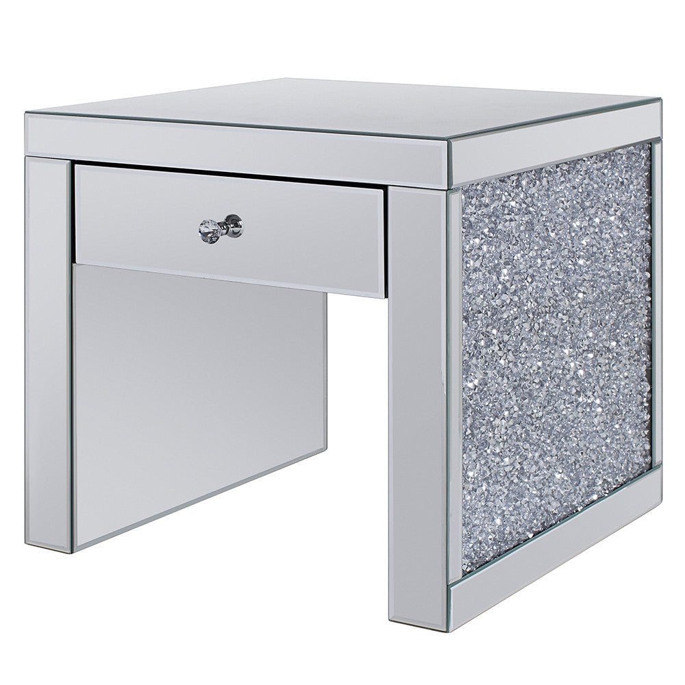 ACME 81477 Noralie End Table, Mirrored & Faux Diamonds