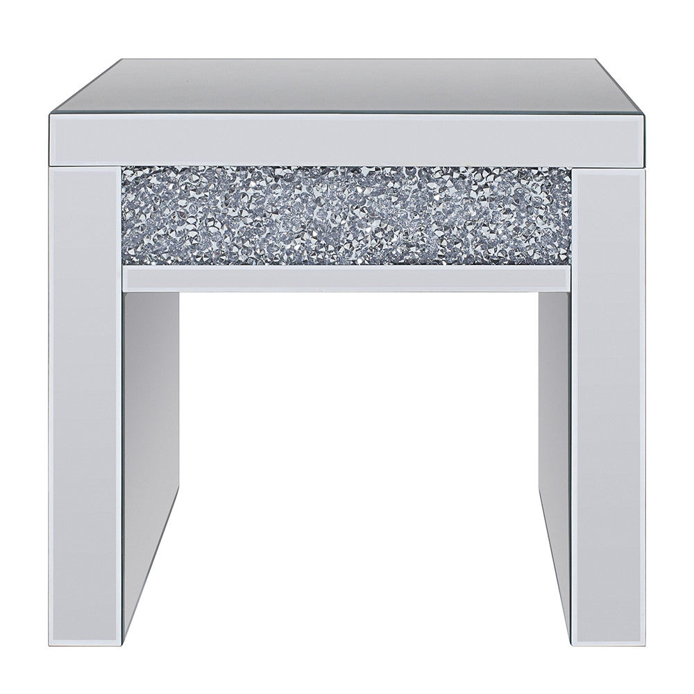 ACME 81477 Noralie End Table, Mirrored & Faux Diamonds