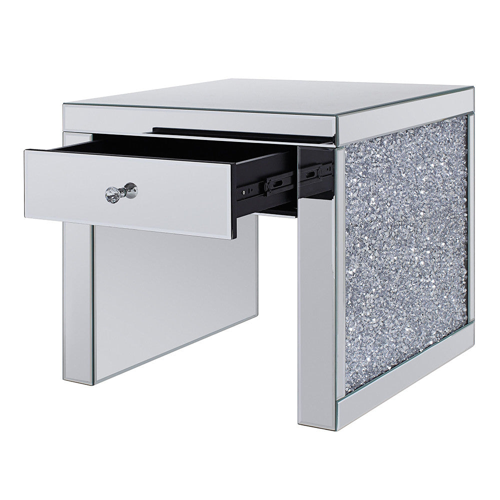 ACME 81477 Noralie End Table, Mirrored & Faux Diamonds