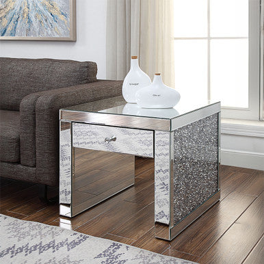 ACME 81477 Noralie End Table, Mirrored & Faux Diamonds