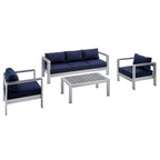 Modway EEI-4316 Shore 4 Piece Sunbrella&reg; Fabric Outdoor Patio Aluminum Set