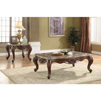 ACME 81655 Jardena Coffee Table, Marble & Cherry Oak
