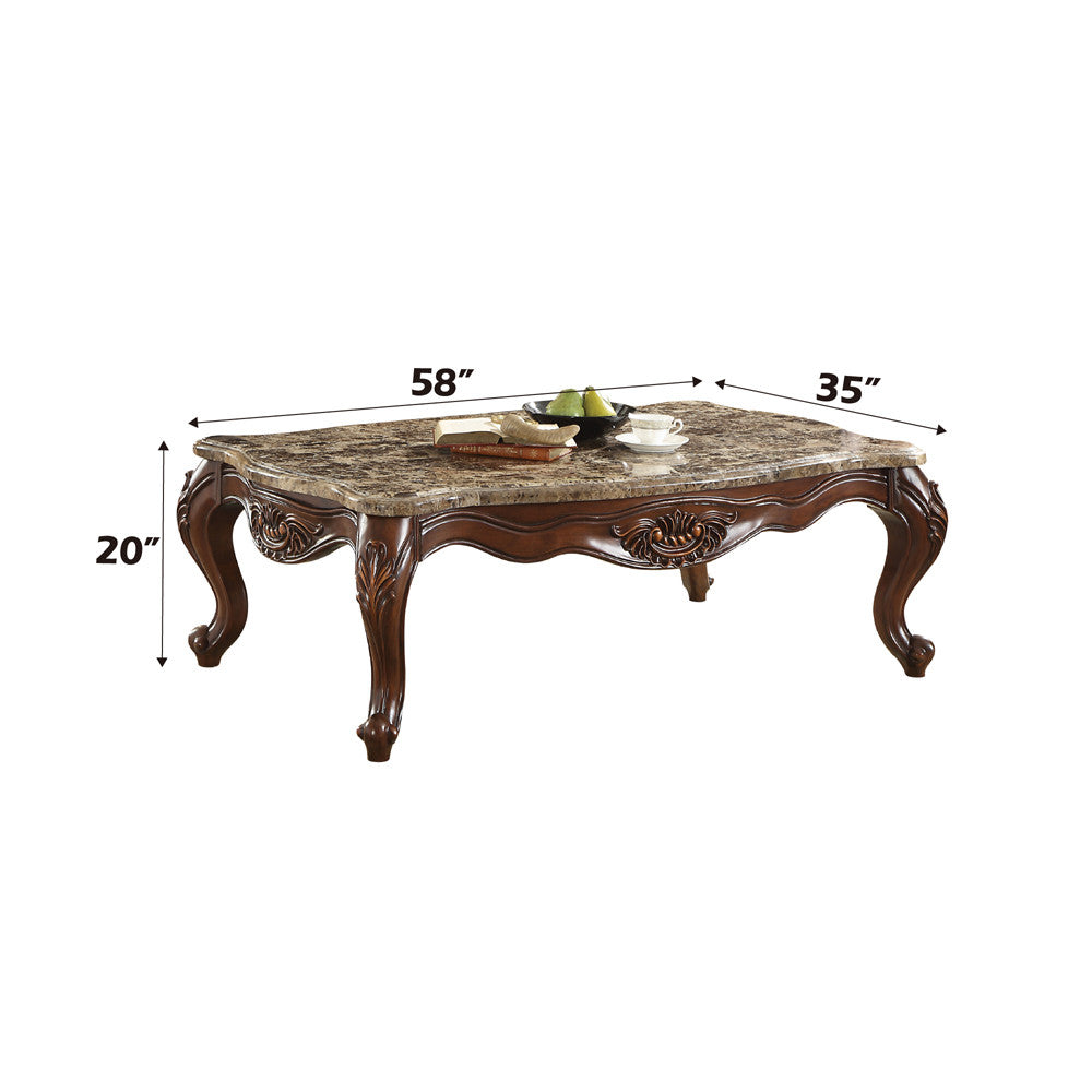 ACME 81655 Jardena Coffee Table, Marble & Cherry Oak