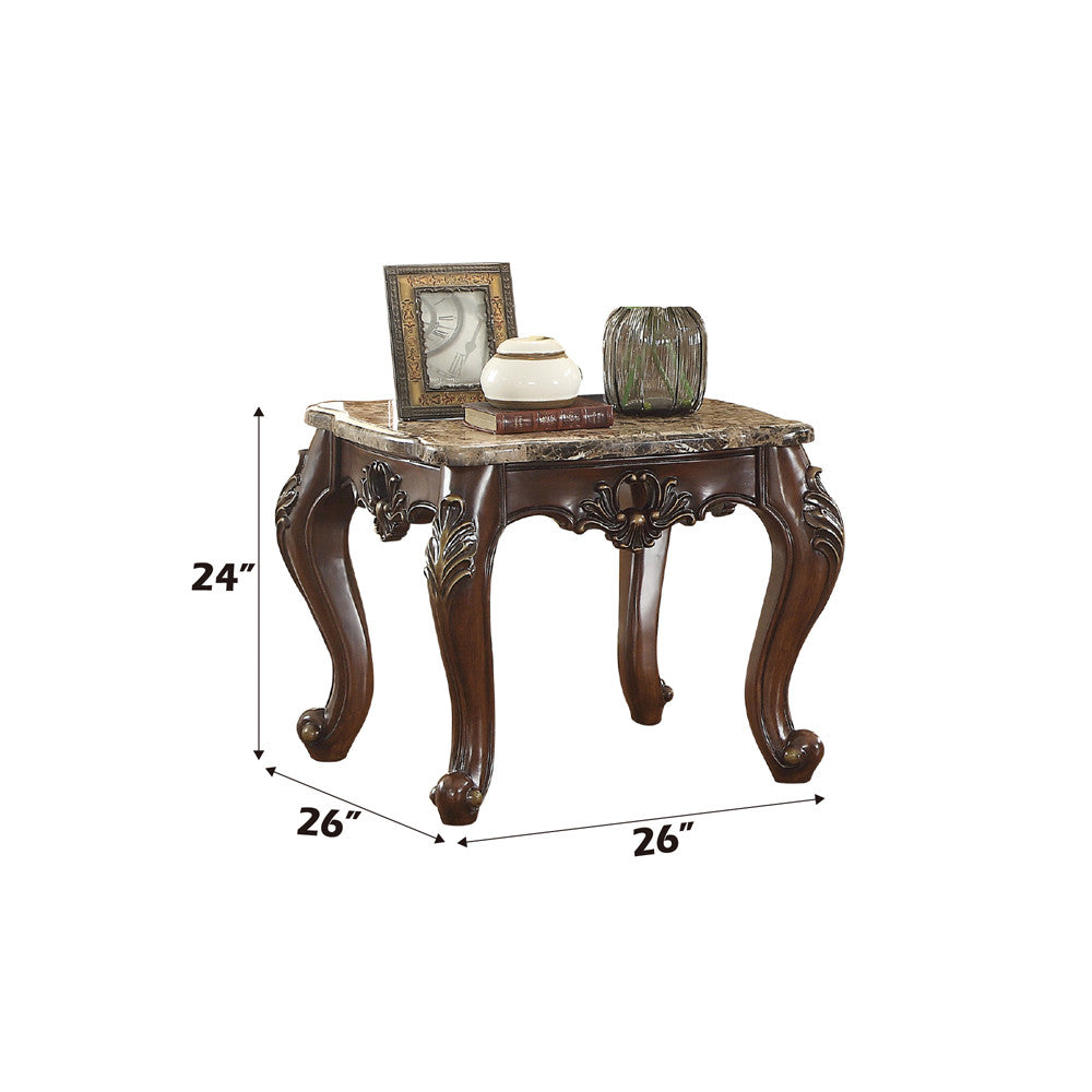 ACME 81687 Devayne End Table, Marble & Dark Walnut
