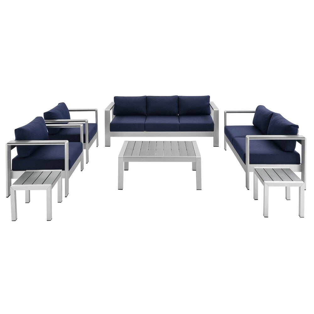 Modway EEI-4322 Shore 7 Piece Sunbrella&reg; Fabric Outdoor Patio Aluminum Set
