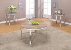 ACME 81705 Malai 3 Piece Pack Coffee/End Table Set, Weathered Light Oak & Chrome
