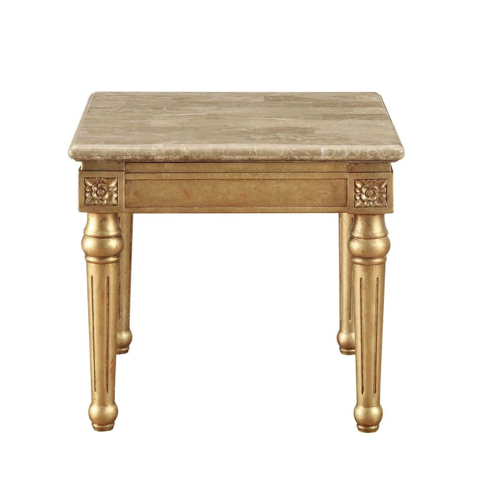 ACME 81717 Daesha End Table, Marble & Antique Gold