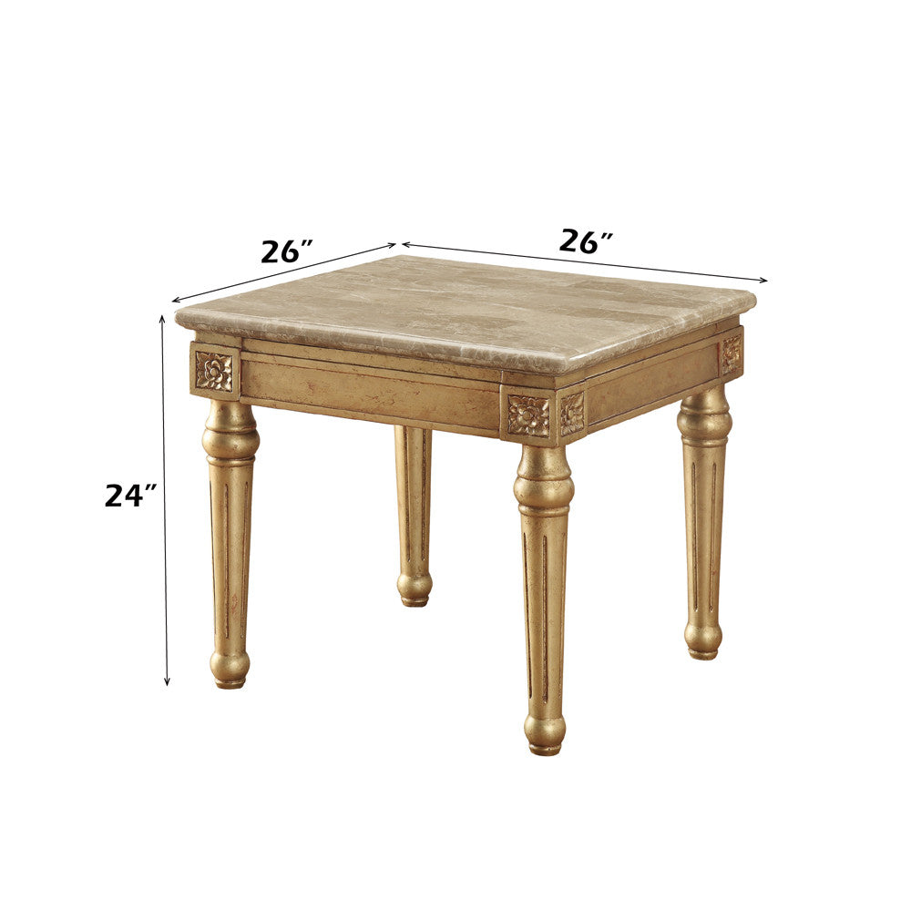 ACME 81717 Daesha End Table, Marble & Antique Gold