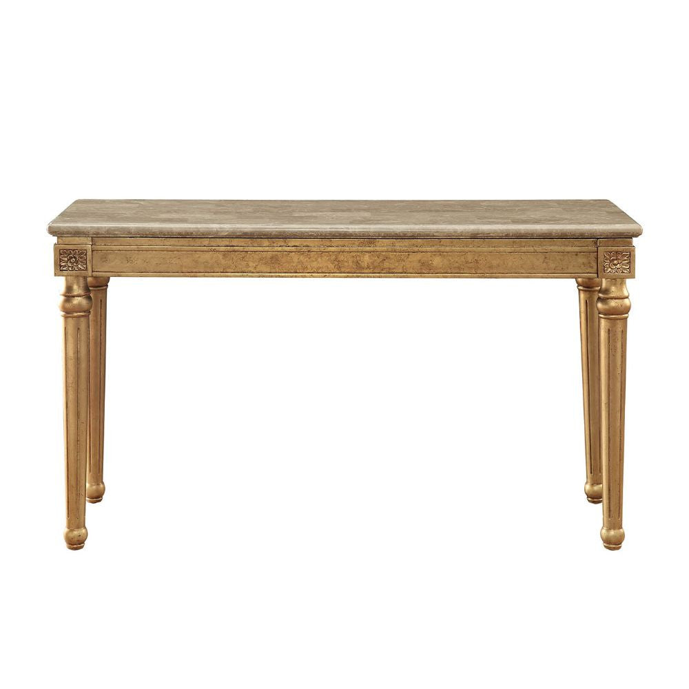 ACME 81718 Daesha Sofa Table, Marble & Antique Gold