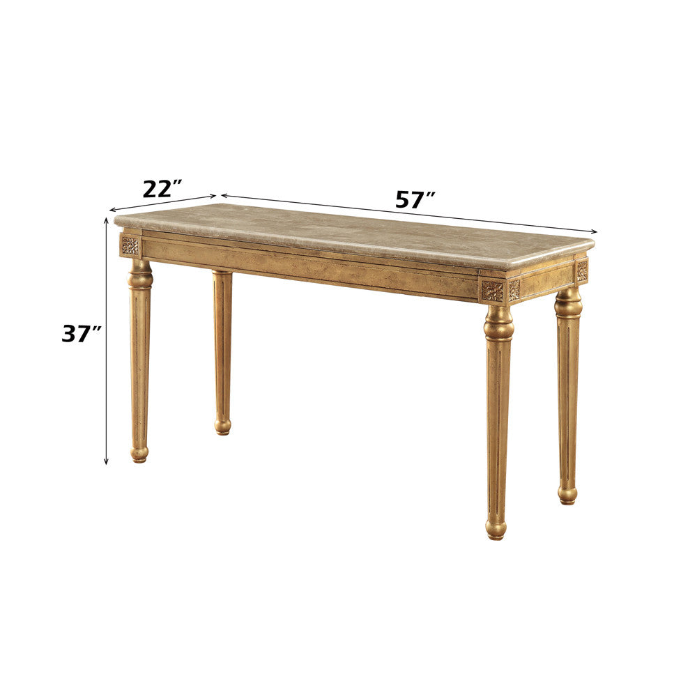 ACME 81718 Daesha Sofa Table, Marble & Antique Gold