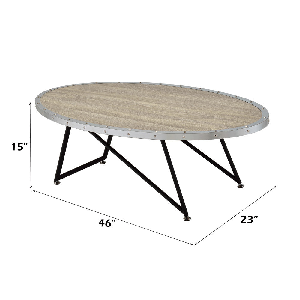 ACME 81730 Allis Coffee Table, Weathered Gray Oak