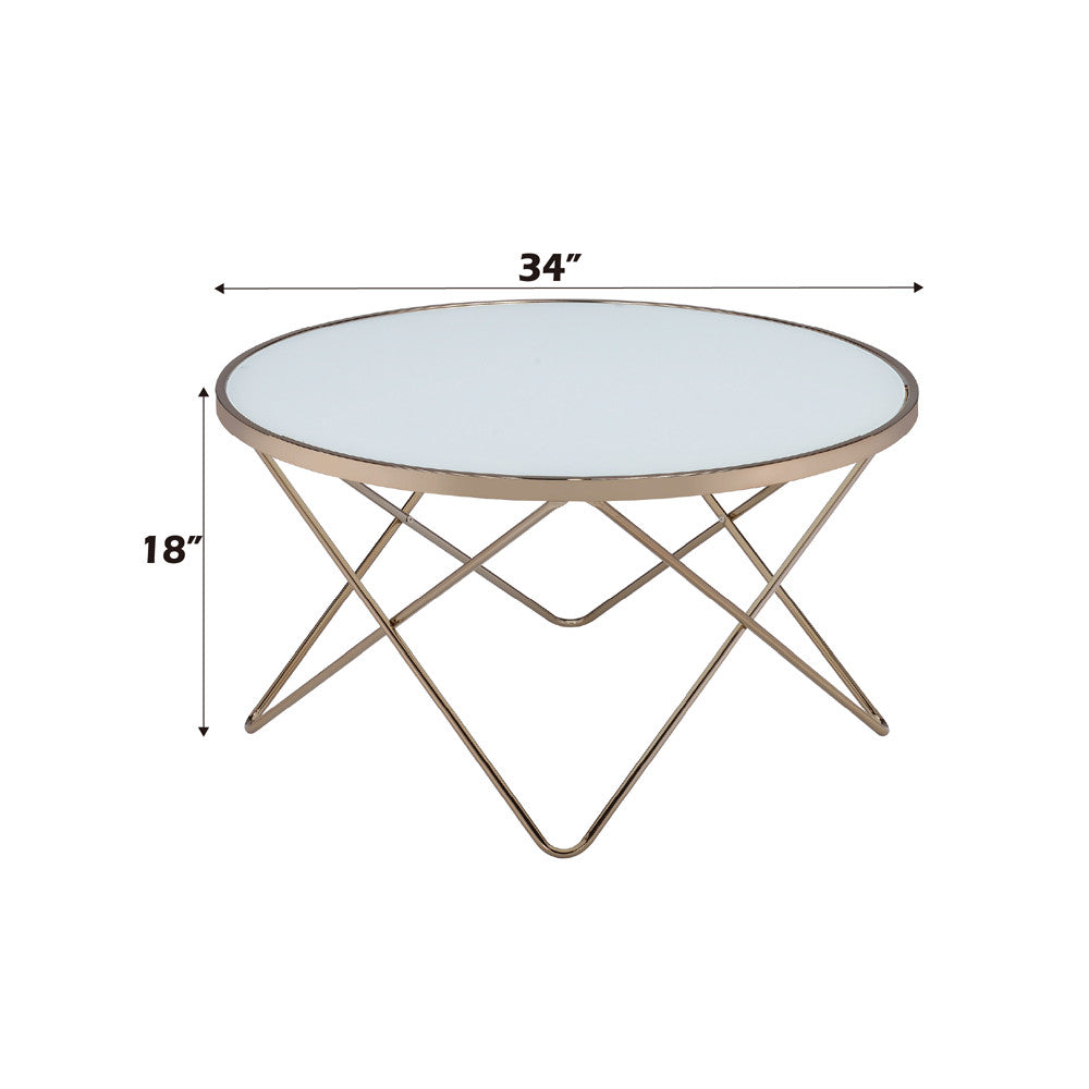 ACME 81825 Valora Coffee Table, Champagne & Frosted Glass  3