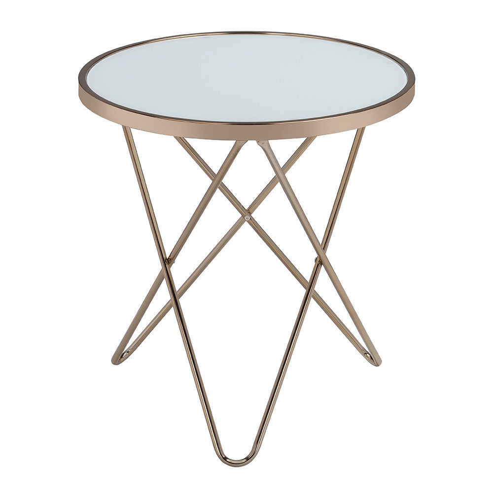 ACME 81827 Valora End Table, Champagne & Frosted Glass  1