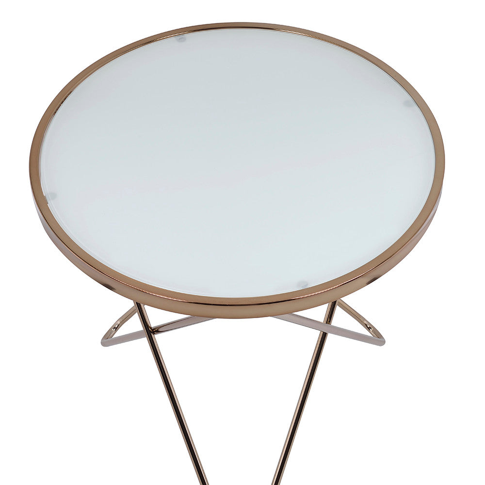 ACME 81827 Valora End Table, Champagne & Frosted Glass  2