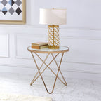 ACME 81827 Valora End Table, Champagne & Frosted Glass  3