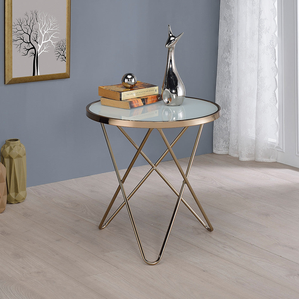 ACME 81827 Valora End Table, Champagne & Frosted Glass