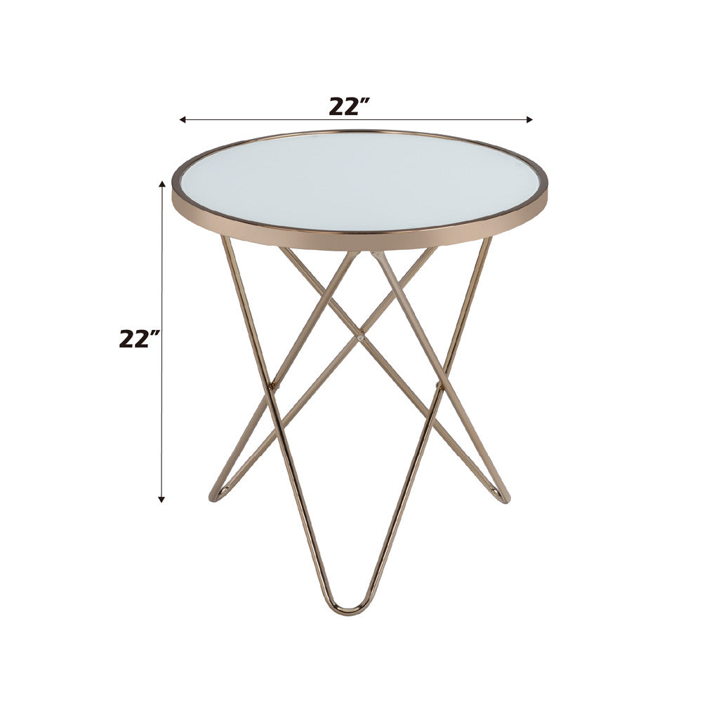 ACME 81827 Valora End Table, Champagne & Frosted Glass  5