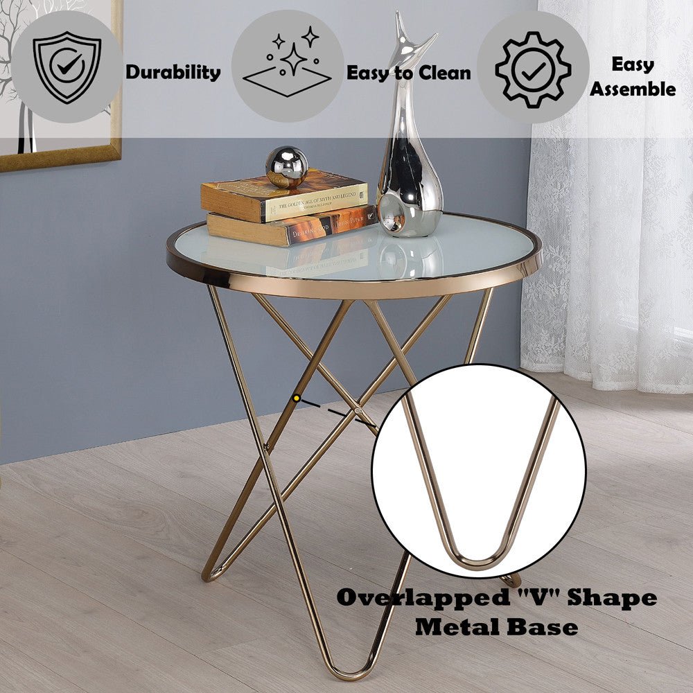 ACME 81827 Valora End Table, Champagne & Frosted Glass  6