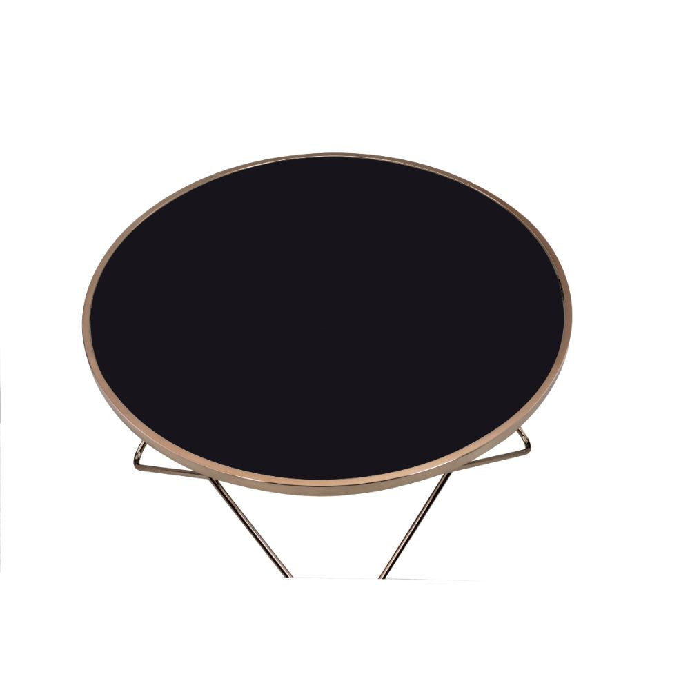 ACME 81830 Valora Coffee Table, Champagne & Black Glass  1