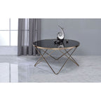 ACME 81830 Valora Coffee Table, Champagne & Black Glass  2