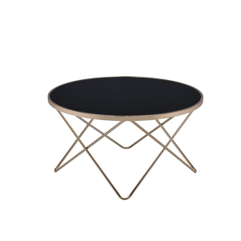 ACME 81830 Valora Coffee Table, Champagne & Black Glass