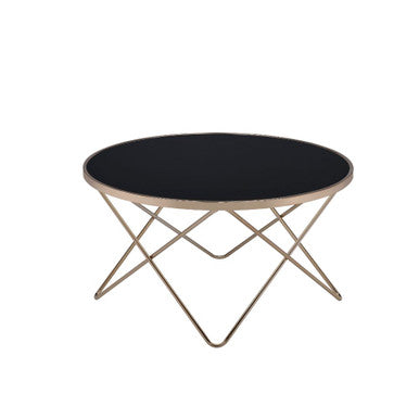 ACME 81830 Valora Coffee Table, Champagne & Black Glass
