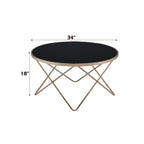 ACME 81830 Valora Coffee Table, Champagne & Black Glass  3