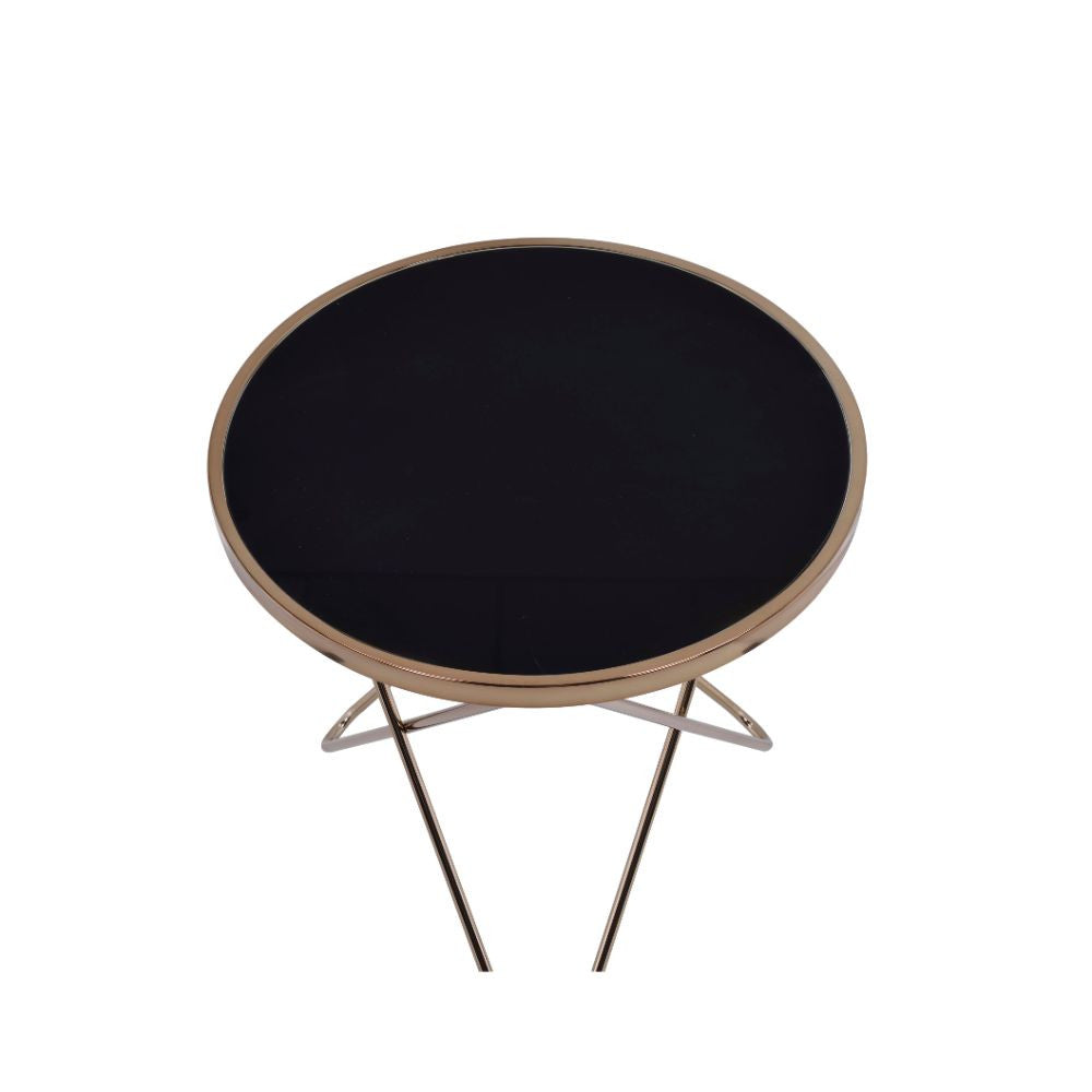 ACME 81832 Valora End Table, Champagne & Black Glass  1