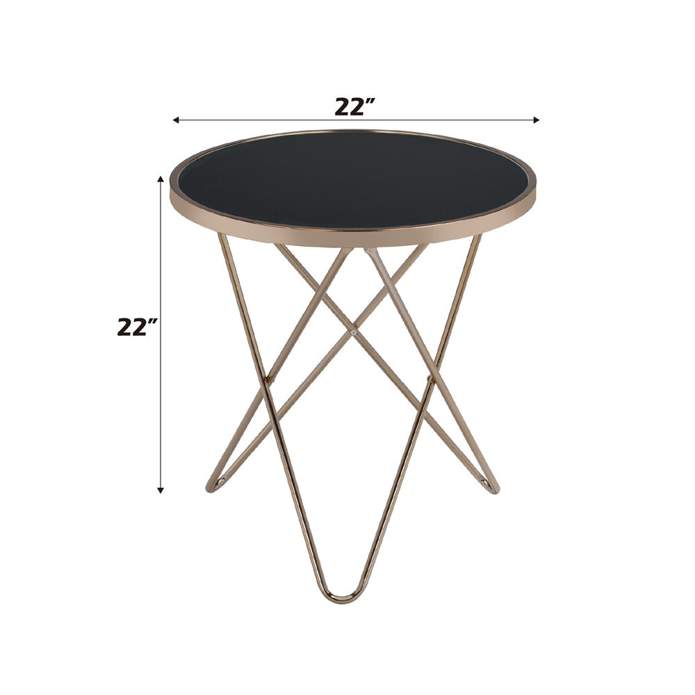 ACME 81832 Valora End Table, Champagne & Black Glass  3