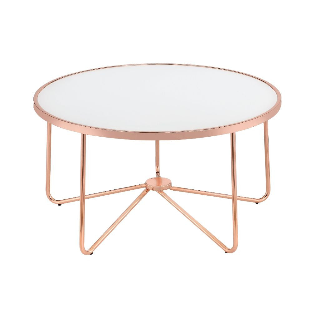 ACME 81835 Alivia Coffee Table, Rose Gold & Frosted Glass