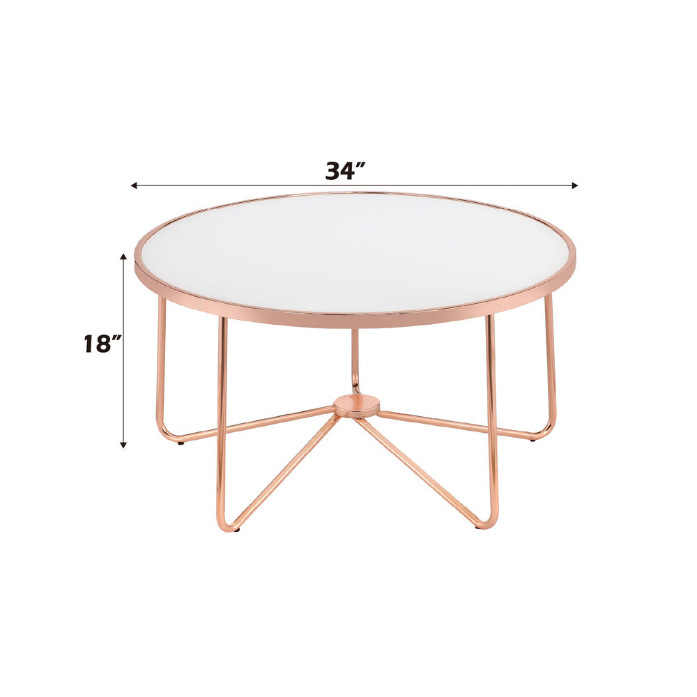 ACME 81835 Alivia Coffee Table, Rose Gold & Frosted Glass