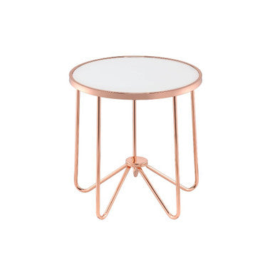 ACME 81837 Alivia End Table, Rose Gold & Frosted Glass