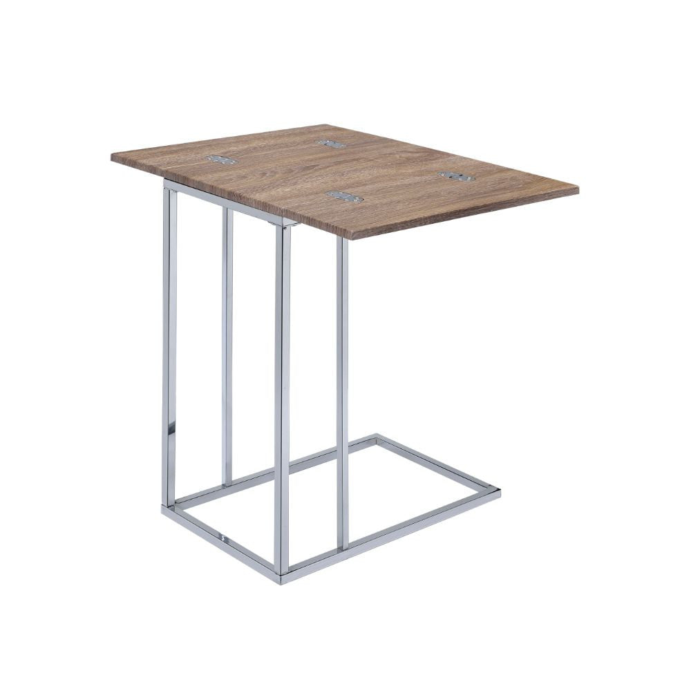 ACME 81849 Danson Side Table, Weathered Oak & Chrome