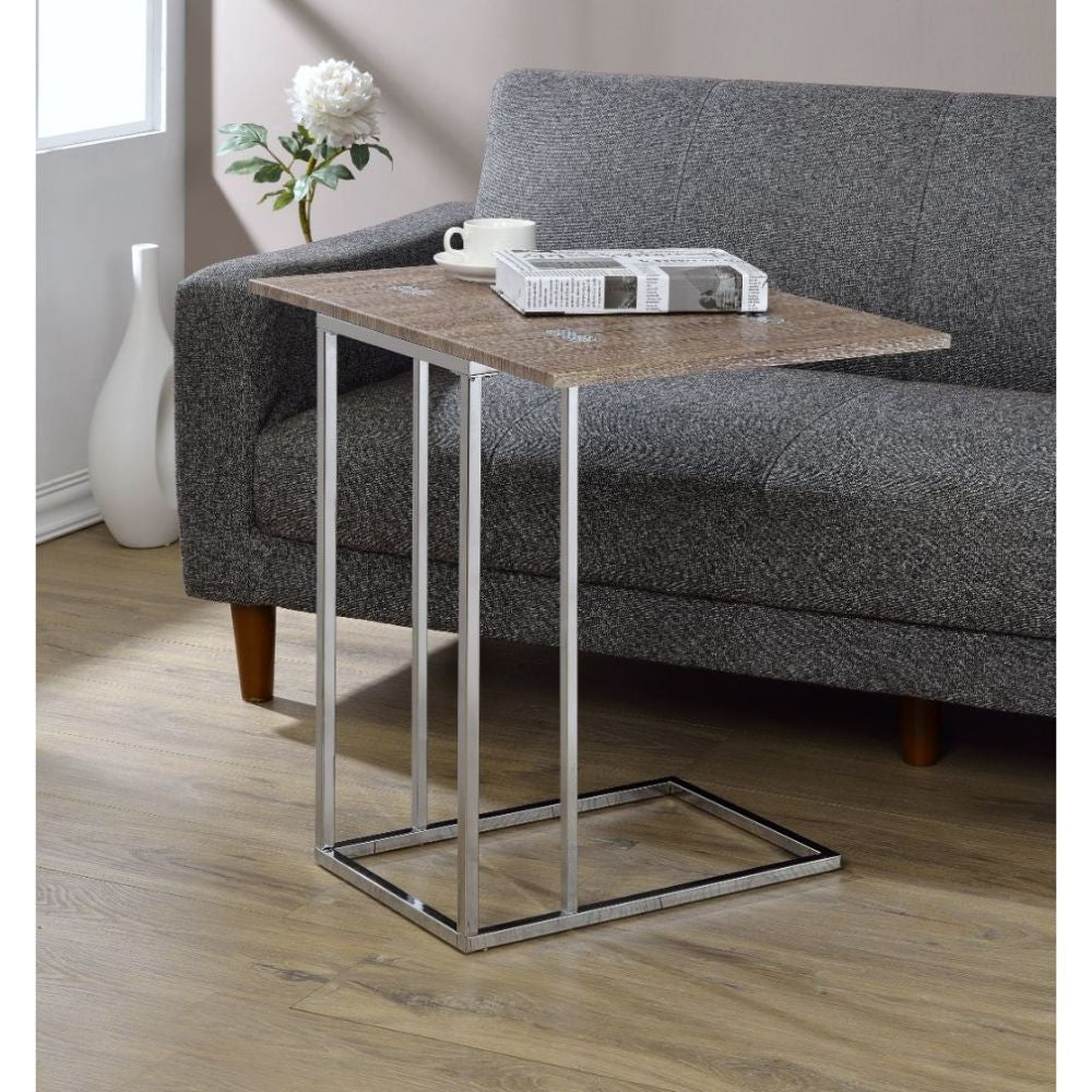 ACME 81849 Danson Side Table, Weathered Oak & Chrome