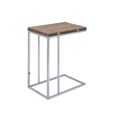ACME 81849 Danson Side Table, Weathered Oak & Chrome