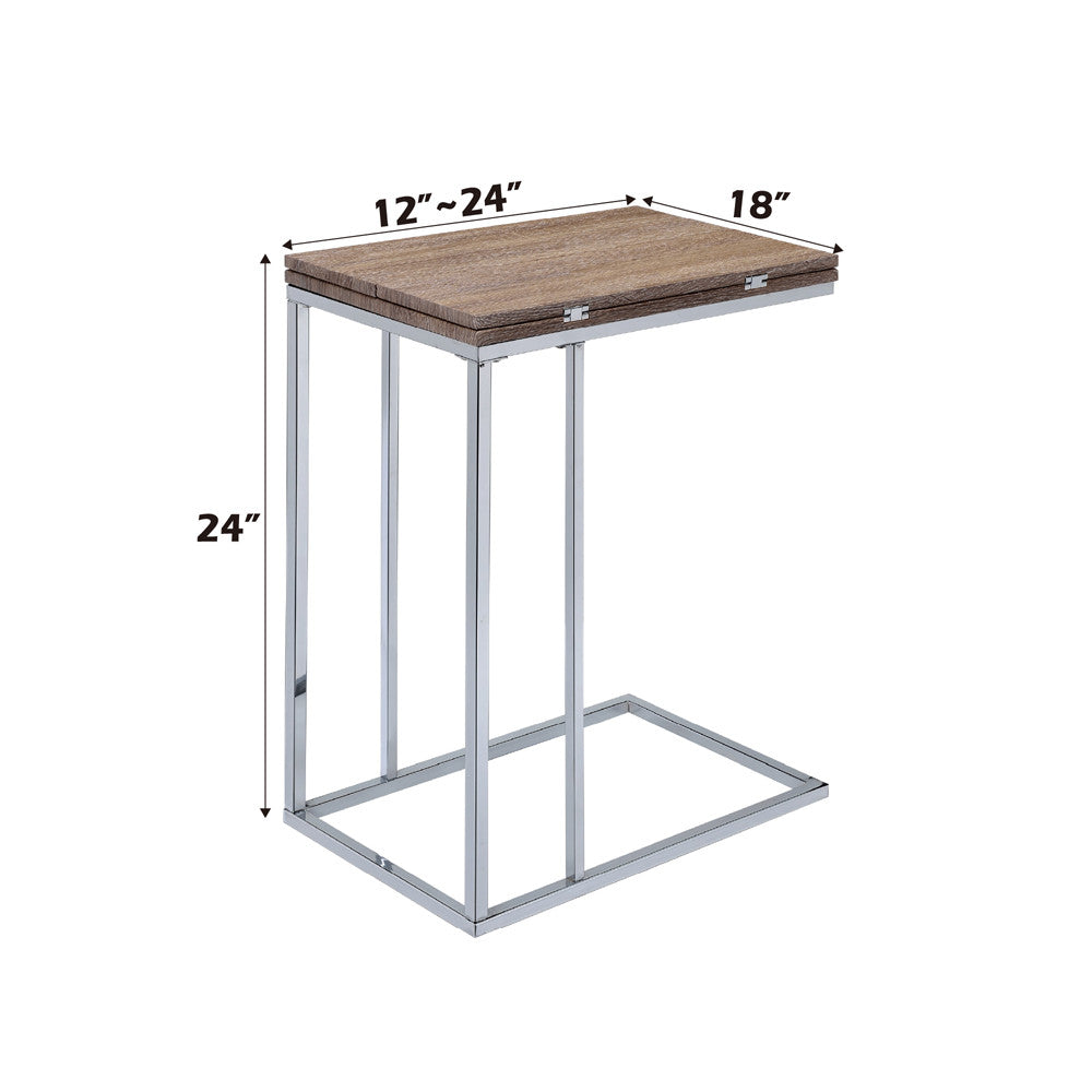 ACME 81849 Danson Side Table, Weathered Oak & Chrome