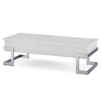 ACME 81850 Calnan Coffee Table with Lift Top, White & Chrome