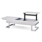 ACME 81850 Calnan Coffee Table with Lift Top, White & Chrome