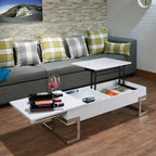 ACME 81850 Calnan Coffee Table with Lift Top, White & Chrome