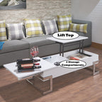 ACME 81850 Calnan Coffee Table with Lift Top, White & Chrome