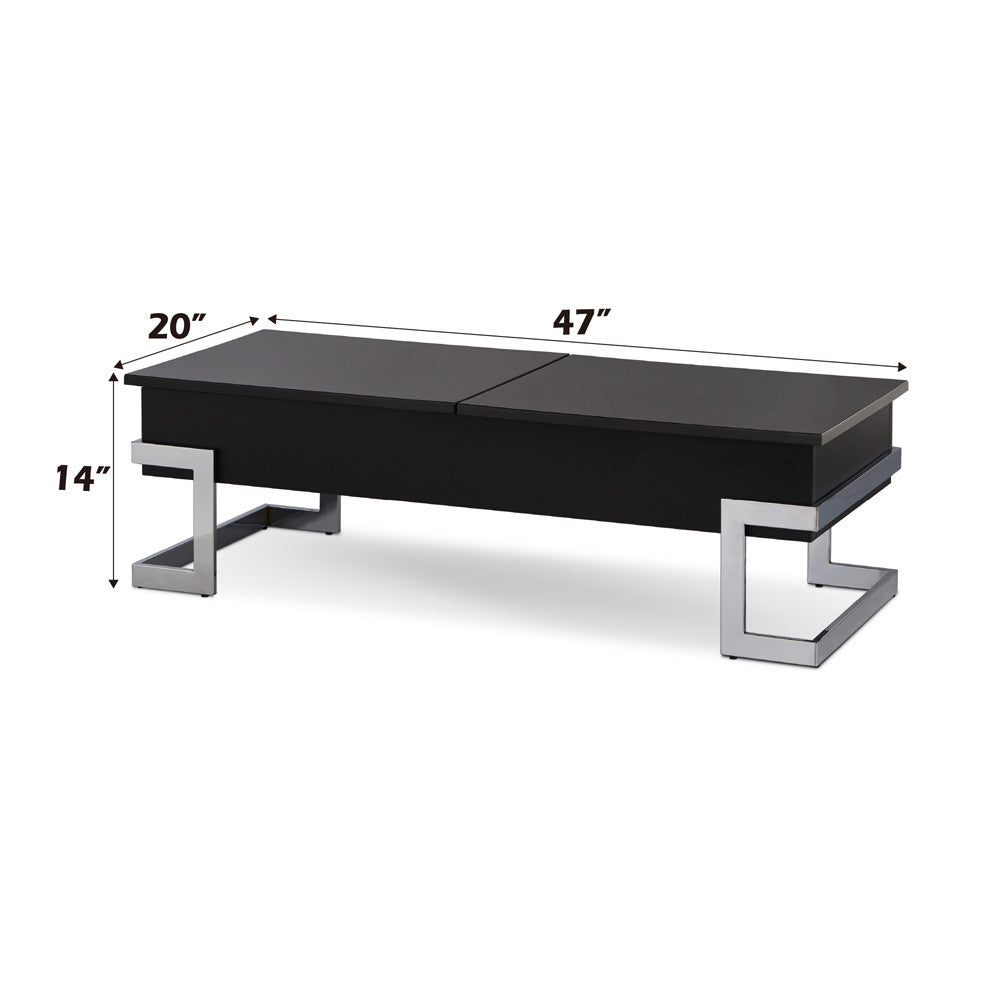 ACME 81855 Calnan Coffee Table with Lift Top, Black & Chrome