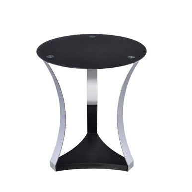 ACME 81917 Geiger End Table, Chrome & Black Glass
