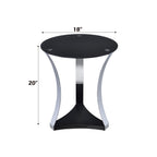 ACME 81917 Geiger End Table, Chrome & Black Glass
