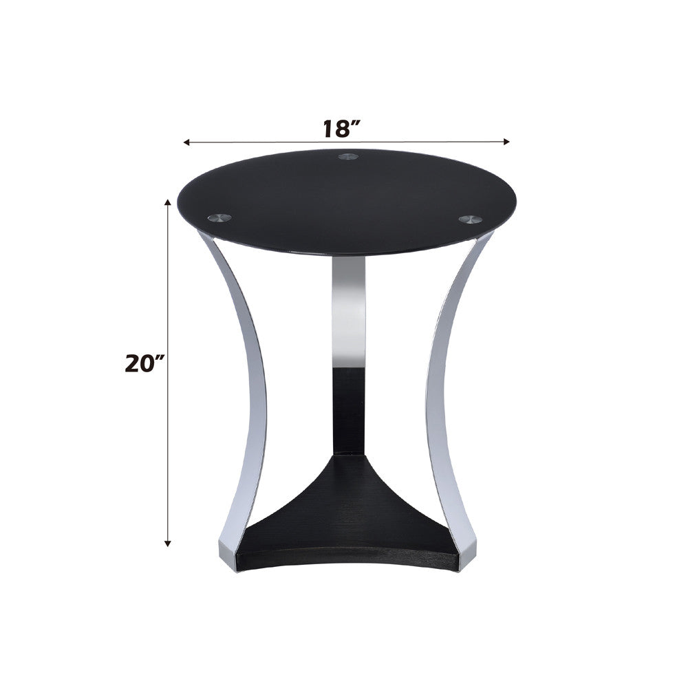 ACME 81917 Geiger End Table, Chrome & Black Glass