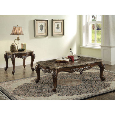 ACME 82147 Latisha End Table, Marble & Antique Oak