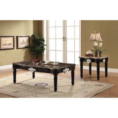 ACME 82150 Ernestine Coffee Table, Marble & Black