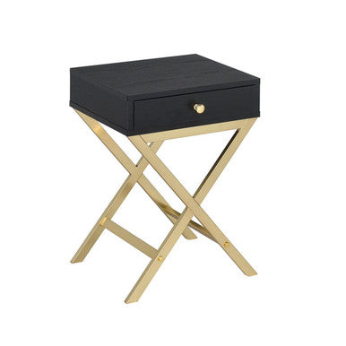 ACME 82296 Coleen Side Table, Black & Brass